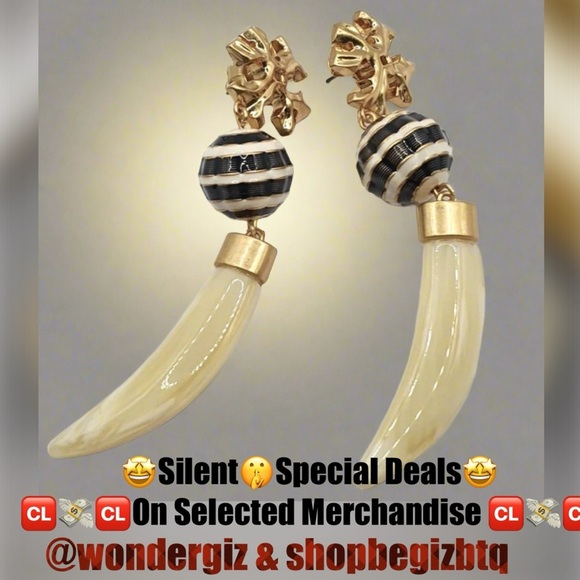 🆕Authentic Tory Burch Roxanne Horn Drop Earrings - Picture 9 of 9